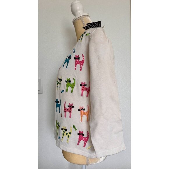 VTG Berek 2 Takako Sakon Cats & Fish Multi Beaded Sweater/Tank Top Set Sz Small - Picture 6 of 16